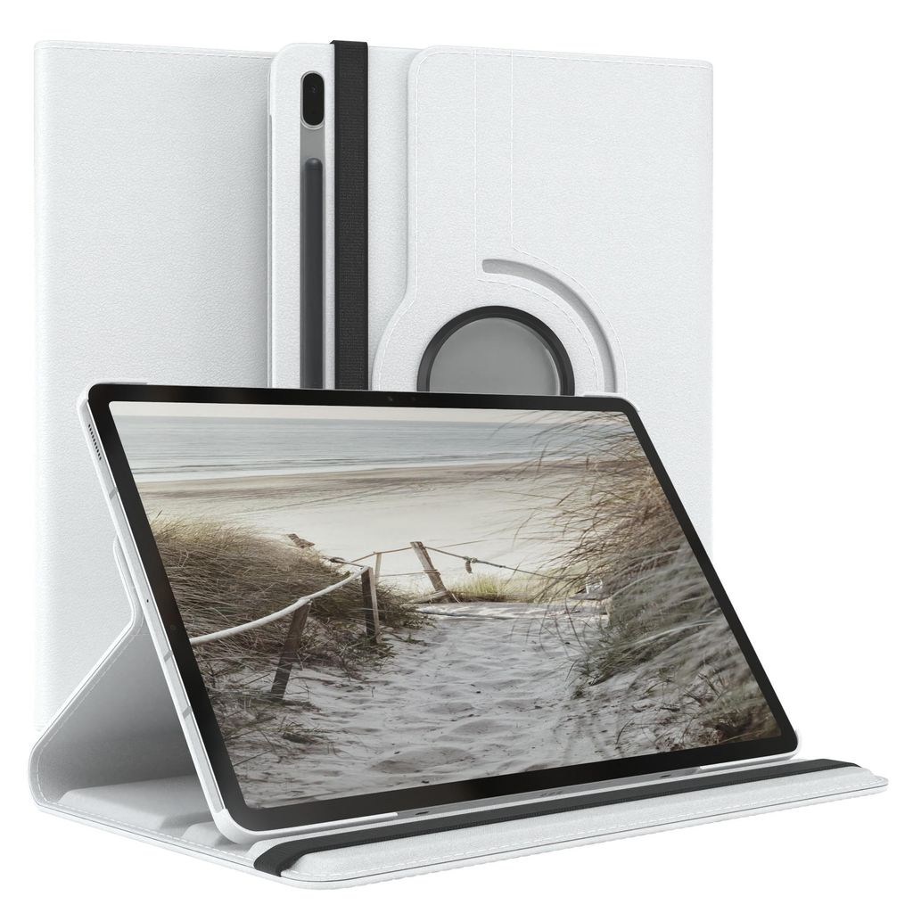 EAZY CASE - Tablet Hülle für Samsung Galaxy Tab S7 FE / 5G Schutzhülle, Tablet Case 360° drehbar in Weiß
