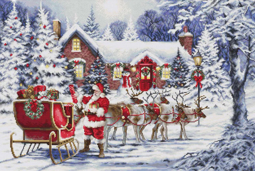Broderie point de croix kit complet pour décoration murale Noël