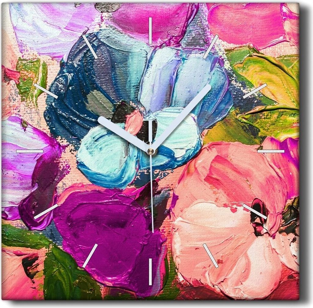 Coloray Hodiny Unikátní 30x30 cm Tiché hodiny Pro obývací pokoj a kuchyň Nástěnné hodiny Plátno Černé ručičky hodin - Malování kv...