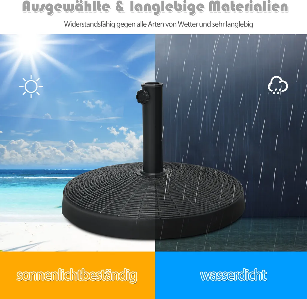 Base Ombrellone Bordo Piscina 22kg Costway - Resina Anti-Corrosione - 3