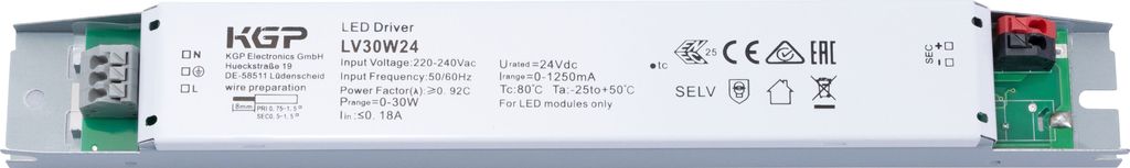 LED-Netzteil CV 24V DC 0-30W 0-1,25A nicht dimmbar IP20 linear