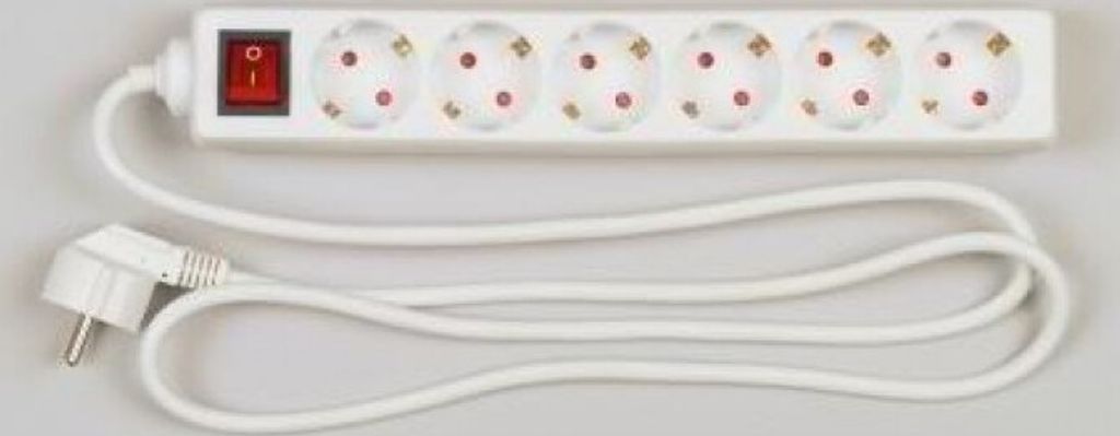 REV Tischsteckdose 6-fach 1,4 m mit Schalter weiss