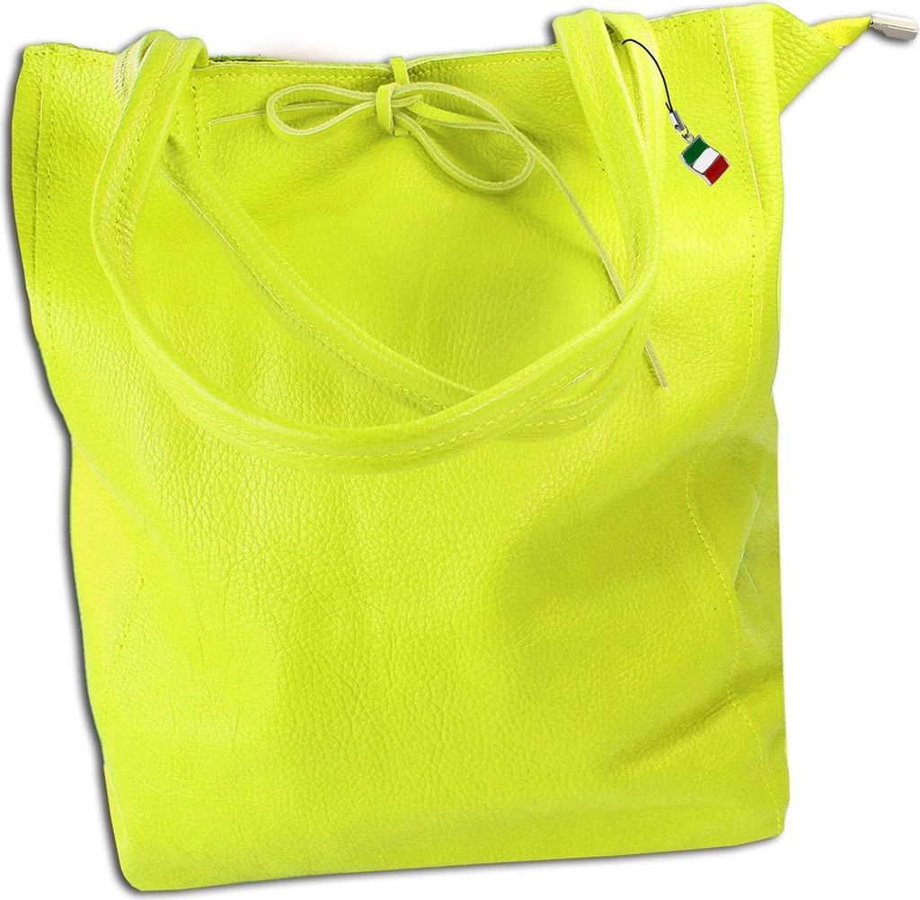 Florence Leder Tasche Shopper Schultertasche gelbgrün OTM107Y