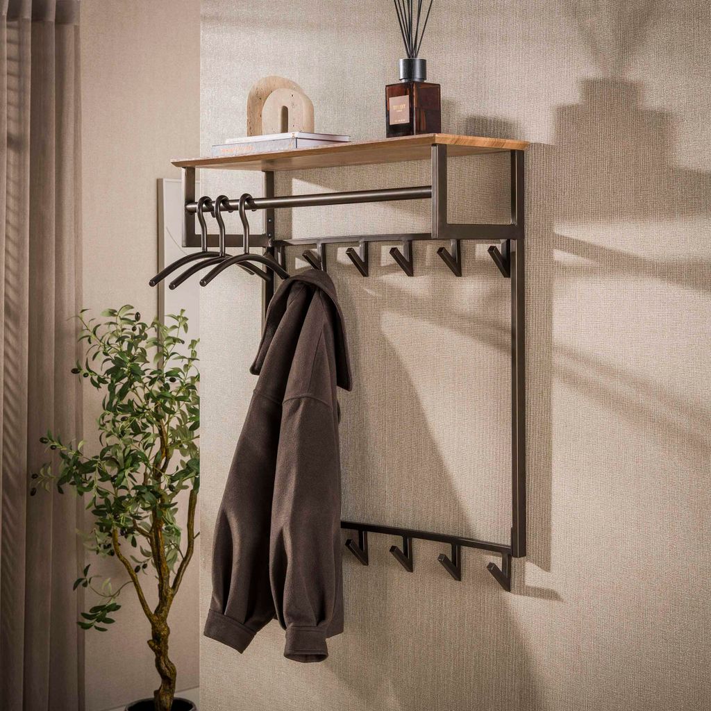 Hoyz Collection – Bruno Garderobenständer – Braun – 30 x 80 Produktbild 