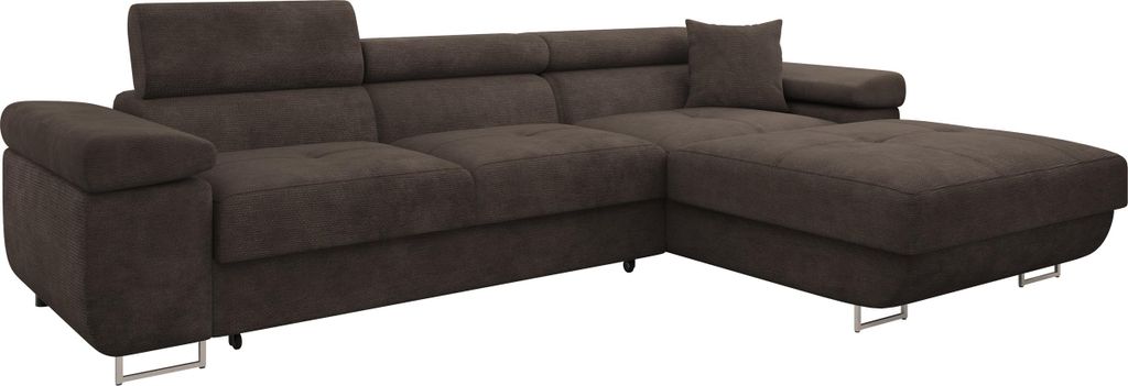 MIRJAN24 Ecksofa Torezio Mini, Stilvoll Eckcouch mit Bettkasten und Schlaffunktion, Einstellbare Kopfstützen, 280x170x70-90 cm (Farbe: Lumo 40, Se...