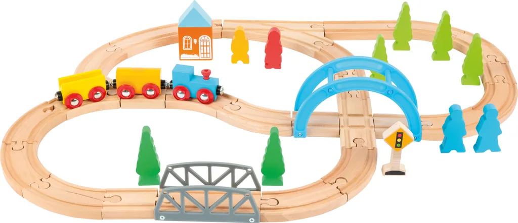 Train en bois Grand voyage avec circuit modulable de 50 pièces