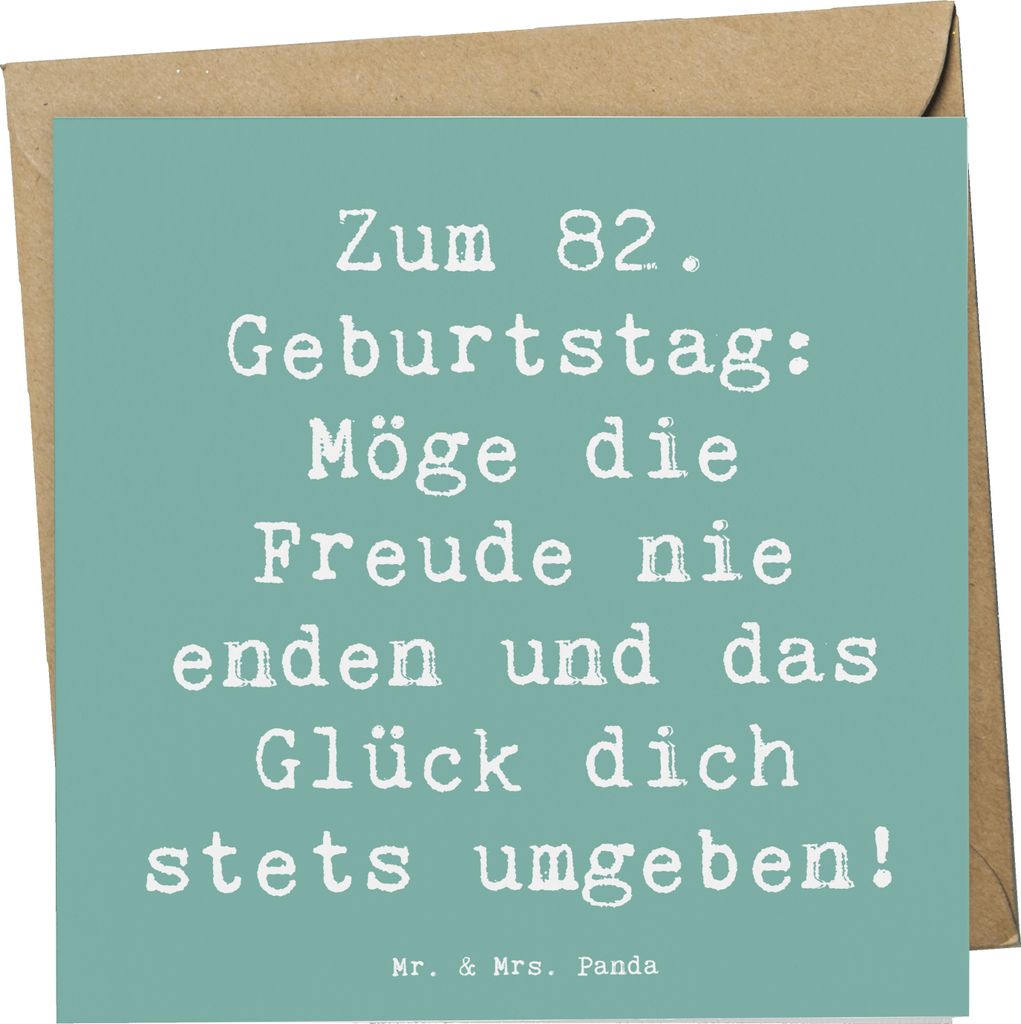 Mr. & Mrs. Panda Grußkarte Spruch 82. Geburtstag Freude - Meeresbrise - Geschenk, Fest, Happy Birthday, faltkarte, Glück im Herzen, anlasskarte, ...