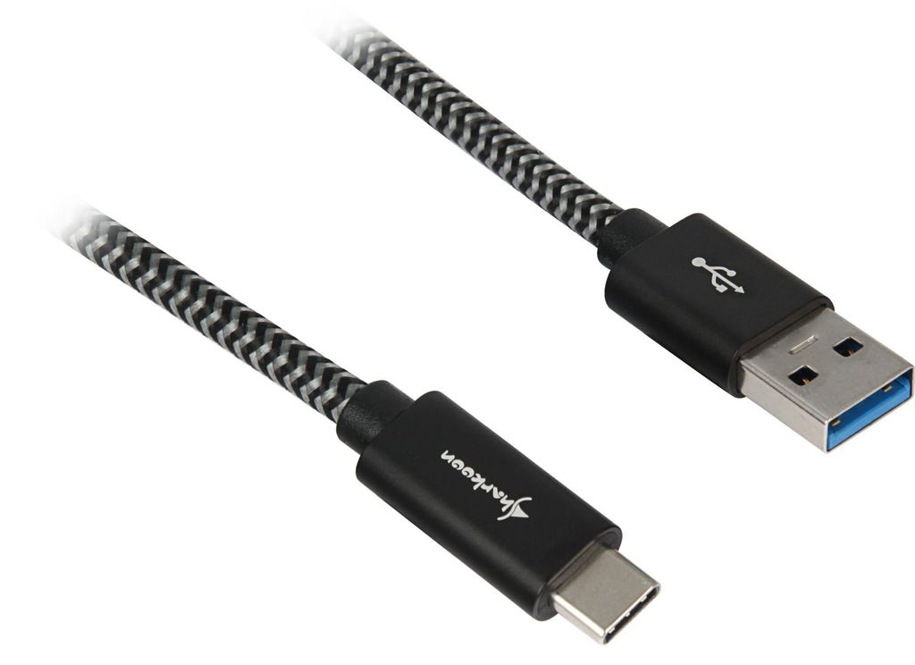 Sharkoon USB 3.2 Gen 2 Kabel, USB-A Stecker > USB-C Stecker, (0,5