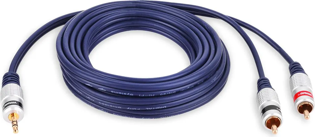 Cavo jack 3,5 connettore stereo - 2x connettori RCA VITALCO Cavo jack 3,5 connettore stereo - 2x connettori RCA VITALCO 15,0 m (JKD10-1)