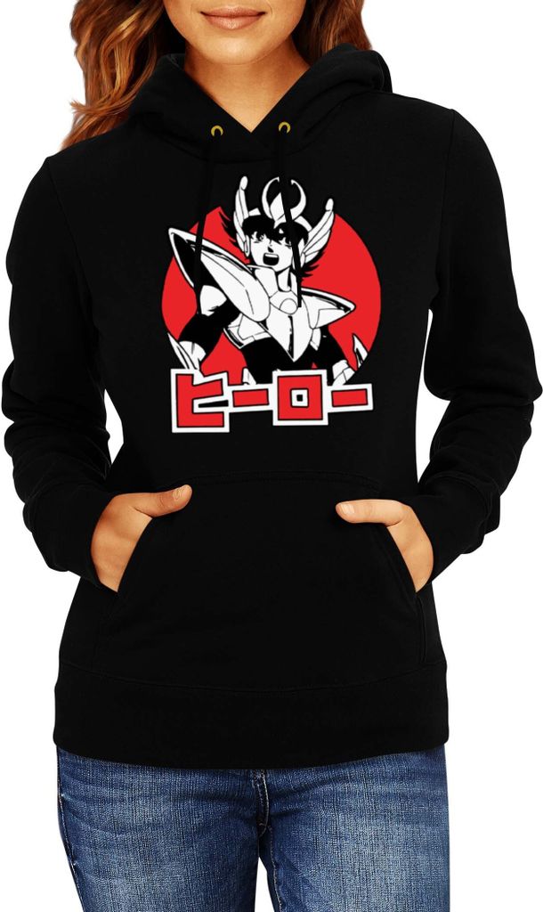 Damen Kapuzenpullover Japan Manga Anime Comics Saint Anime Seiya Pegasus 01, Lady M / Schwarz