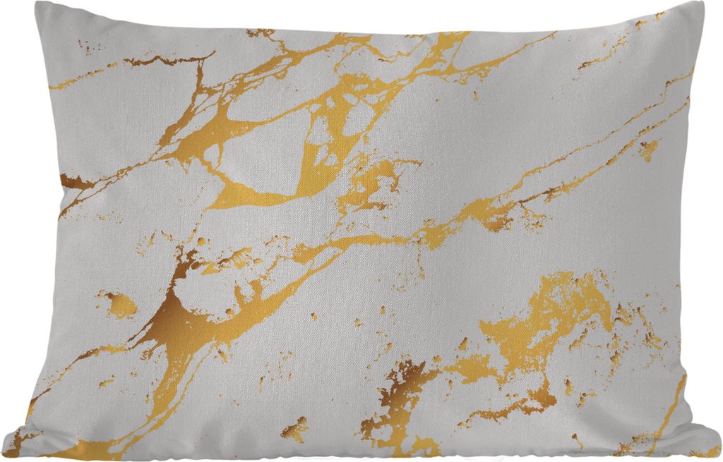 MuchoWow Outdoor Kissen - Marmor - Weiß - Gold - Luxus - 50x30 cm - Wetterfest - Lounge Kissen - Sofa kissen - Wohnzimmer Dekoration
