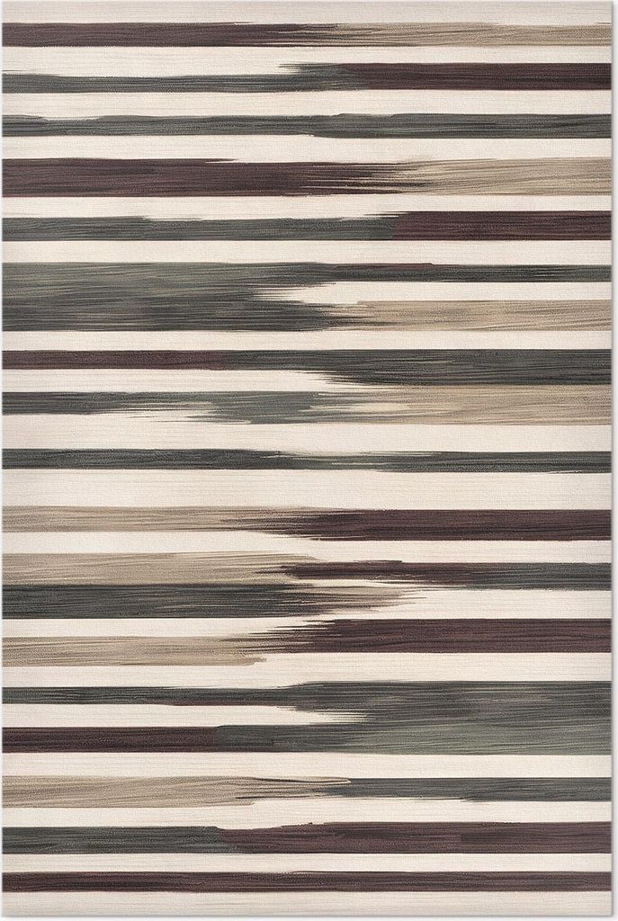 Gemalte Streifen von Boho-Linien in Pastellfarben – Vinylteppich – 60x90 cm – Indoor Teppich – Flur – Pflegeleicht – Modern