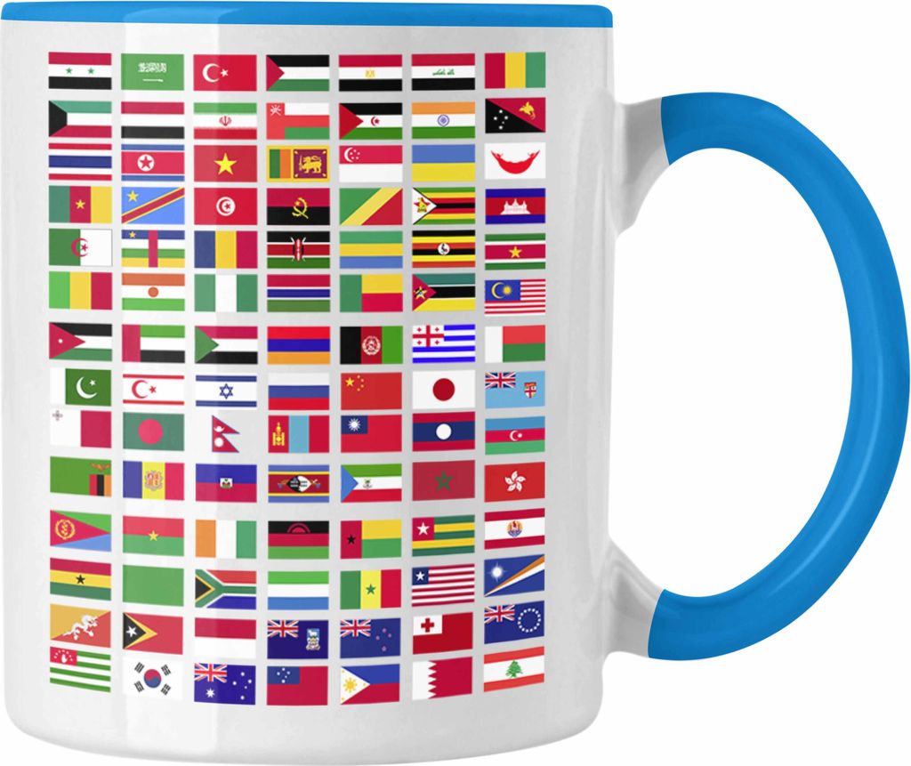 Trendation - Flaggen Der Welt Tasse Geschenk Reisen Weltreise Geschenkidee Flagge Jedes Land (Blau)