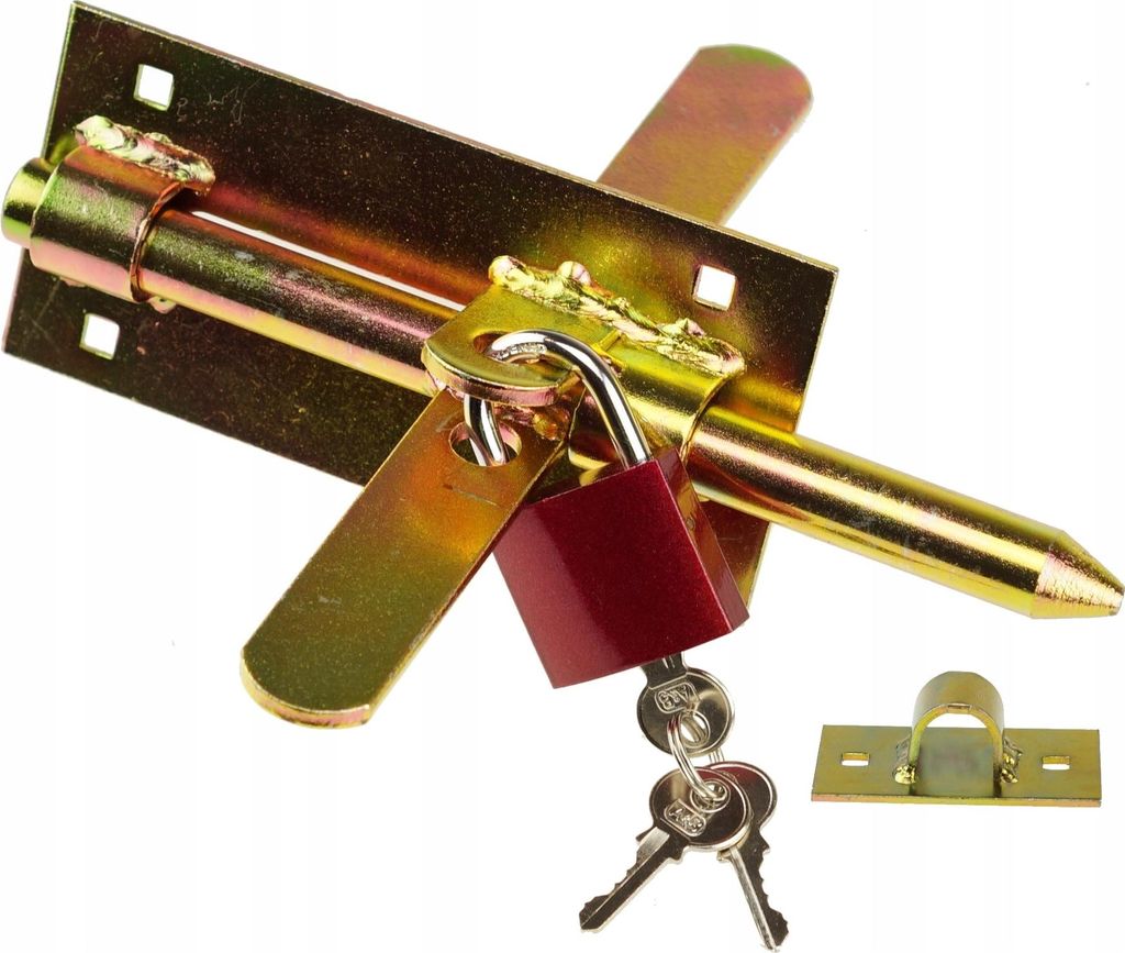 Grendelriegel Türschloss FEINZ - Doppelseitig - Gold - Sicherheitsschloss mit Kette - Robuste Bauweise