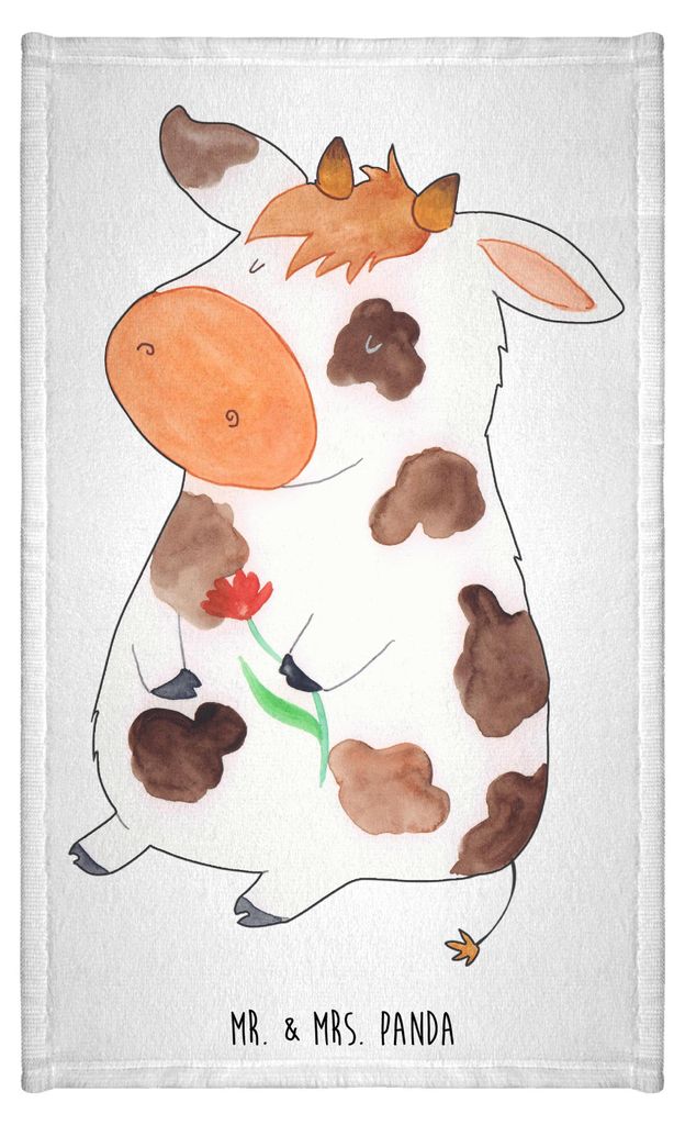 Mr. & Mrs. Panda Handtuch Kuh - Weiß - Geschenk, Bauernhof, badezimmer, Klein, Frotteetuch, Hof, Milch, Gästetuch, Spruch, Kühe, gäste wc