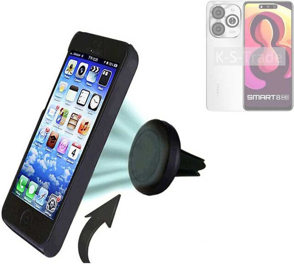 K-S-Trade Kompatibel mit Infinix Smart 8 India Auto Handy Halterung KFZ Halter Lüftungsgitterhalterung Air Vent mount Smartphone Halter