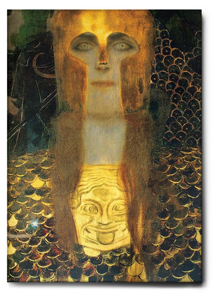 Giallobus - Nahaufnahme von Pallas Athena - Gustav Klimt - 70L x 100W cm - Bild - Leinwand mit Standardrahmen