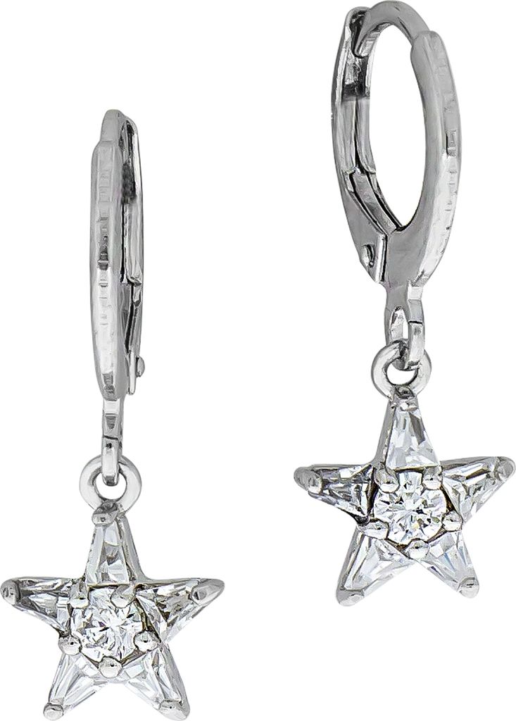 V Ohrhänger 925/- Sterling Silber 2,4cm weiß Zirkonia 358210178