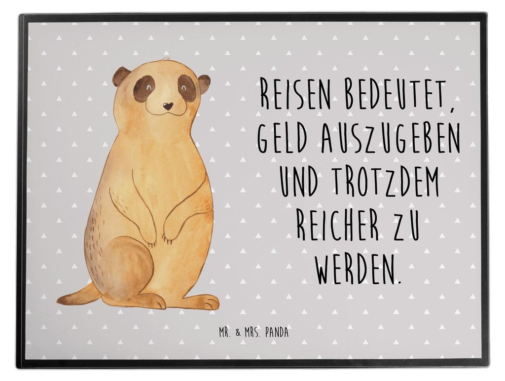 Mr. & Mrs. Panda schreibtischunterlage Erdmännchen - Grau Pastell - Geschenk, Afrika, Weltreise, schreibtischunterlagen, Reisen, malunterlagen, Un...