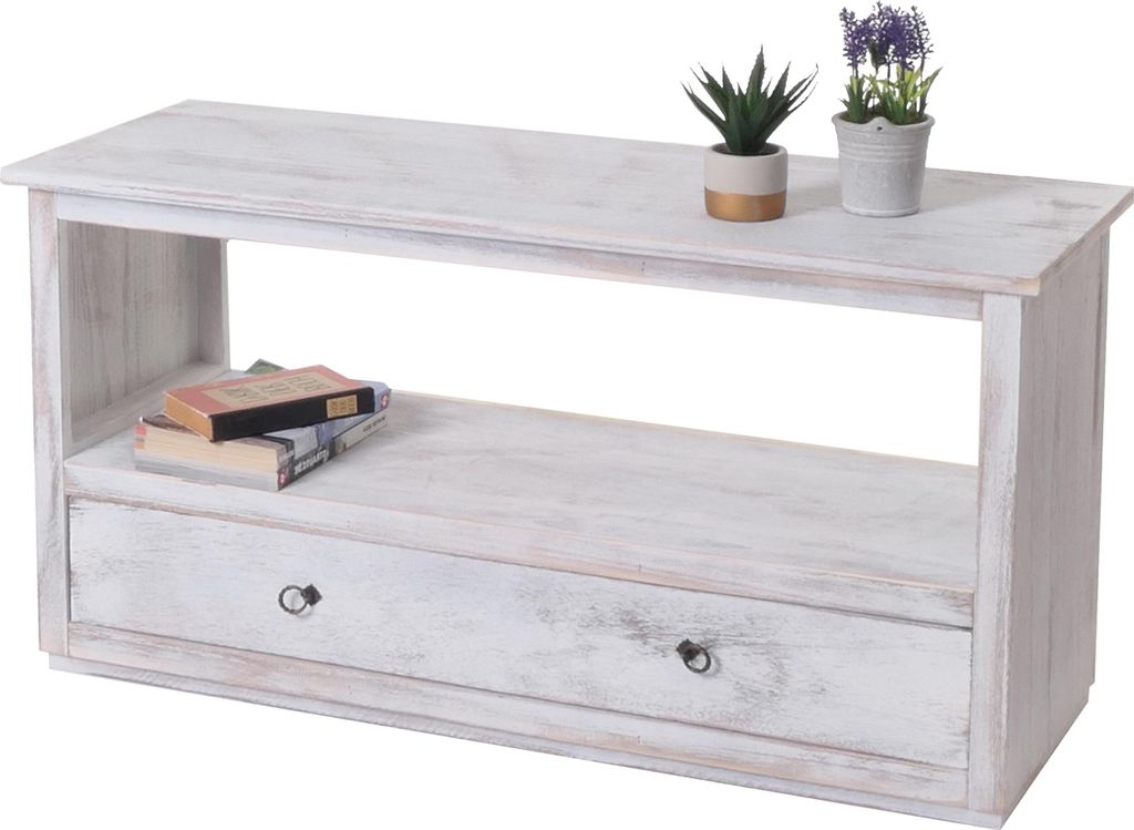 Couchtisch Wohnzimmertisch Beistelltisch, Shabby-Look, Vintage weiß