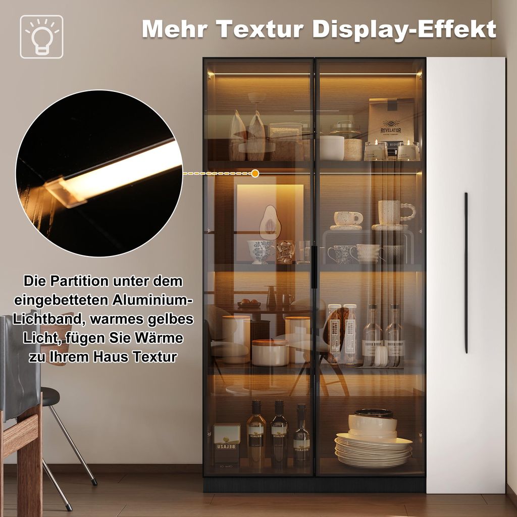 FENLO Fantasy Plus - Vetrina in vetro di lusso, 167,6 cm, con lampade da terra a