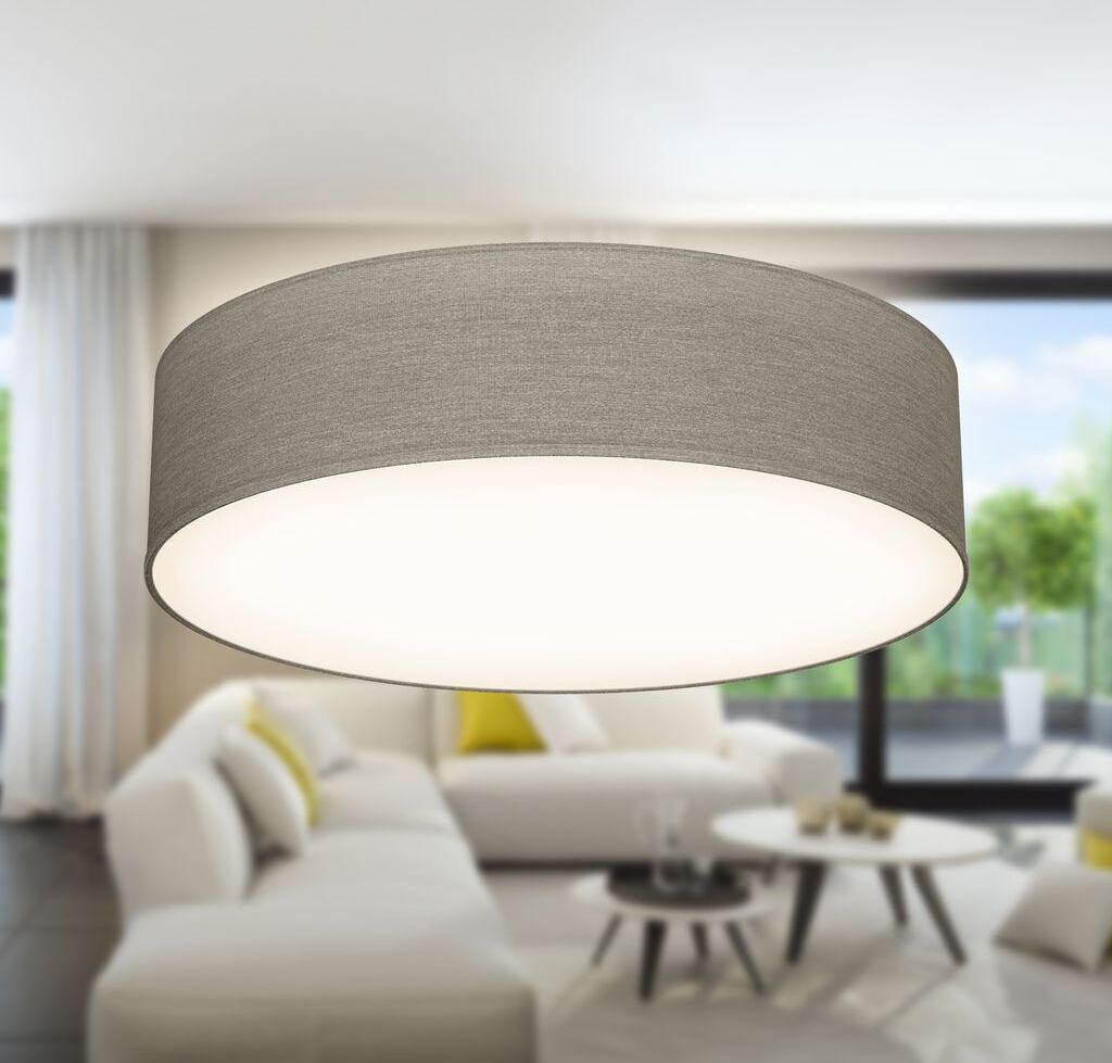 Deckenleuchte Ø30 cm - Stoffschirm, E27 Fassung, 2-flammig, Produktbild 6