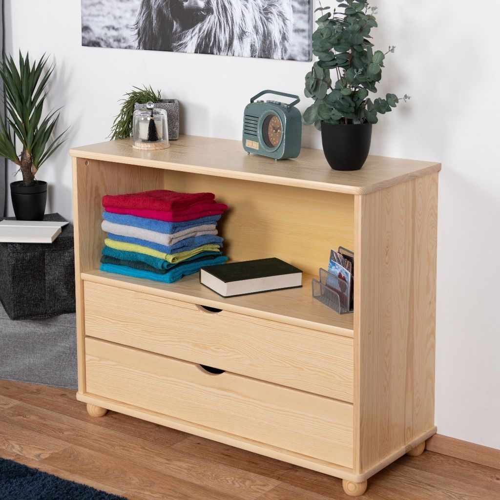 Regal, Küchenregal, Wohnzimmerregal, Bücherregal - 100 cm breit, Kiefer Holz-Massiv, Farbe: Natur