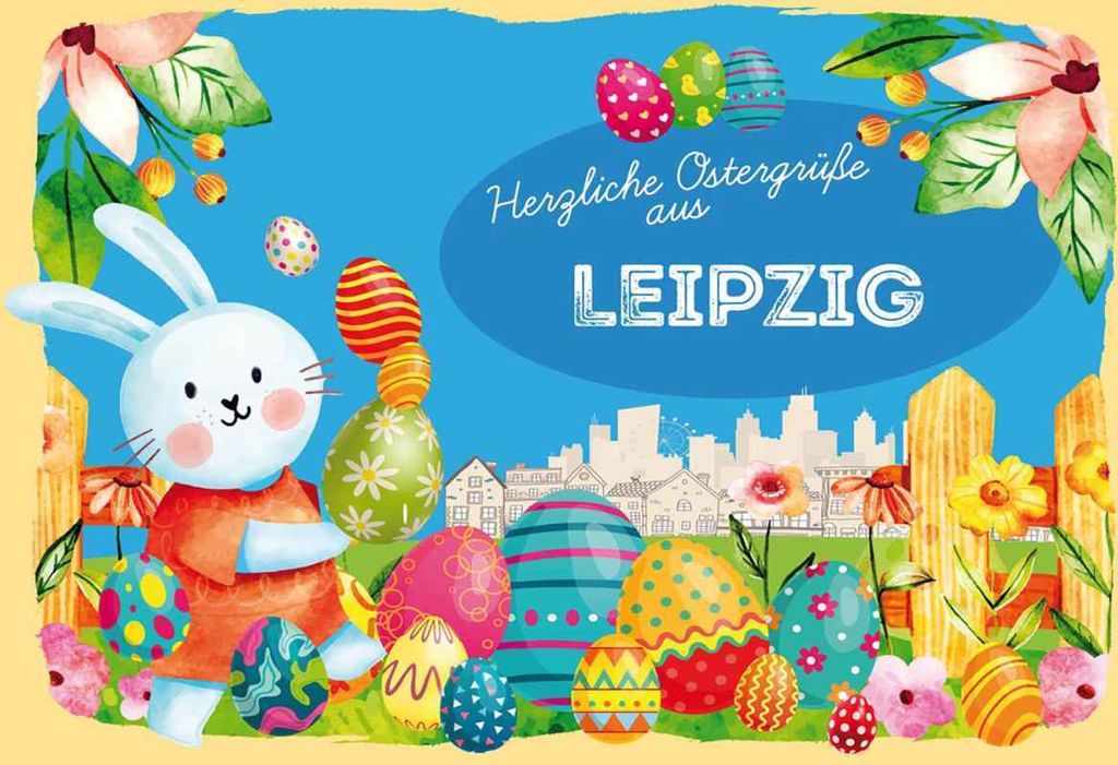 vianmo Holzschild 20x30 cm Ostergrüße LEIPZIG Ostern