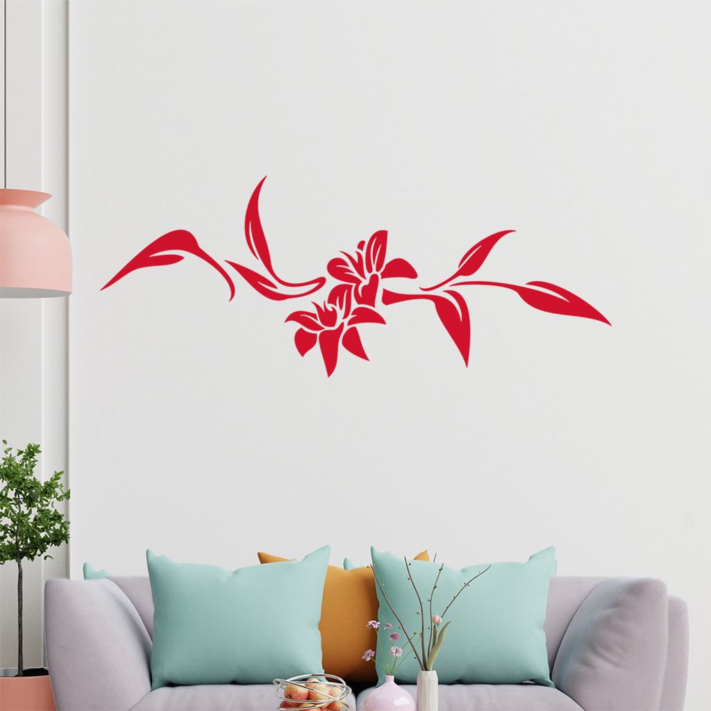 Blumen - Linien Wandtattoo in 6 Größen - Wandaufkleber Wall Sticker - Dekoration, Küche, Wohnzimmer, Schlafzimmer, Badezimmer