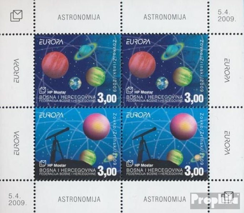 Briefmarken Bosnien - Kroat. Post Mostar 2009 Mi Block18 (kompl.Ausg.) postfrisch Astronomie