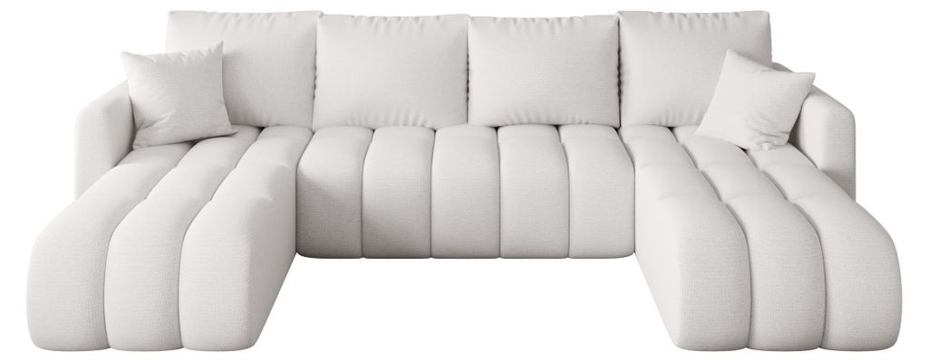 CORNERO Ecksofa mit schlaffunktion GARDA U-Form weiß Strickstoff Aragon 1 - Schlaffunktion, Bettkasten
