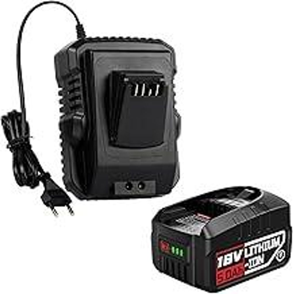 Ersatz für Bosch Akku und Schnellladegeräte 18V (1x 5,0Ah Lithium-Ionen-Batterie, 1x Schnellladegeräte) Kompatibel mit Bosch Home und Garden Tools