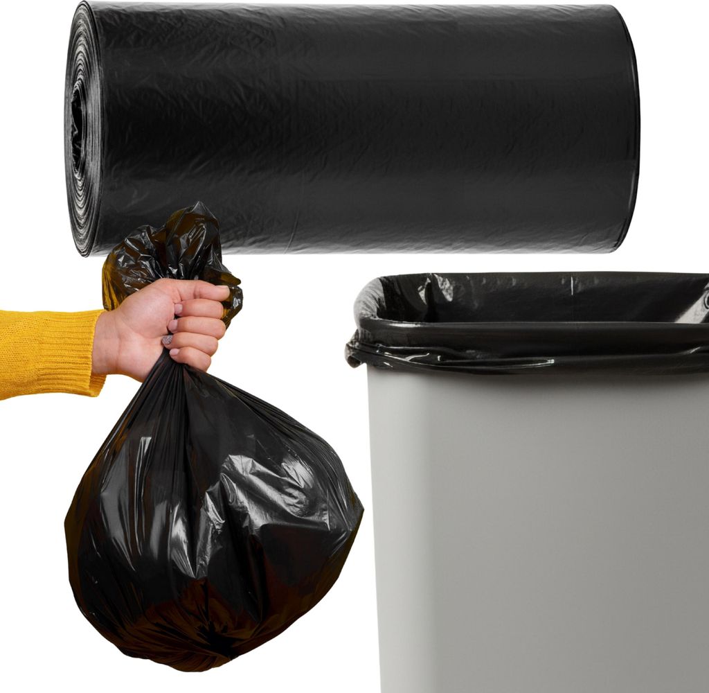 Schwarze Müllsäcke 60L, UNIVERSELL, LANGLEBIG, ideal für den Mülleimer – 10 STÜCK 50 Säcke