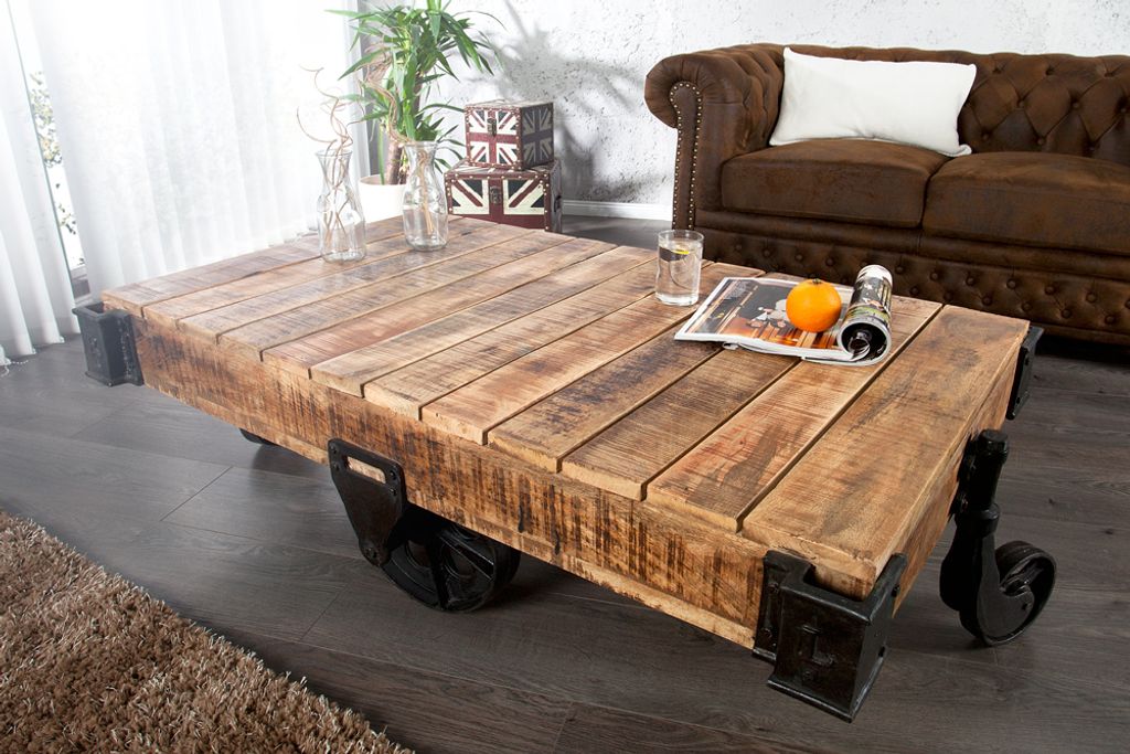 riess-ambiente Massiver Design Couchtisch RAILWAY 110cm Produktbild 