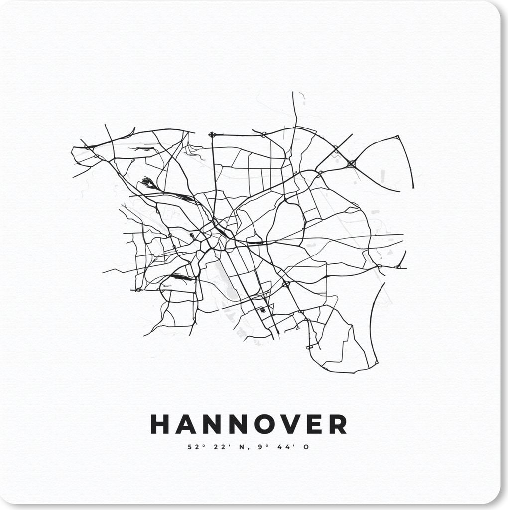 MuchoWow® Mauspad Mousepad Karte - Hannover - Schwarz-Weiß Produktbild 
