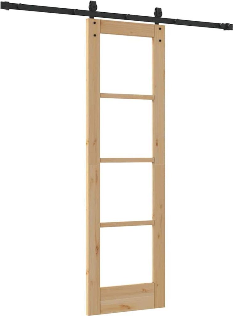 vidaXL Schiebetür Natur 61 x 198,5 cm Massivholz Kiefer und Glas