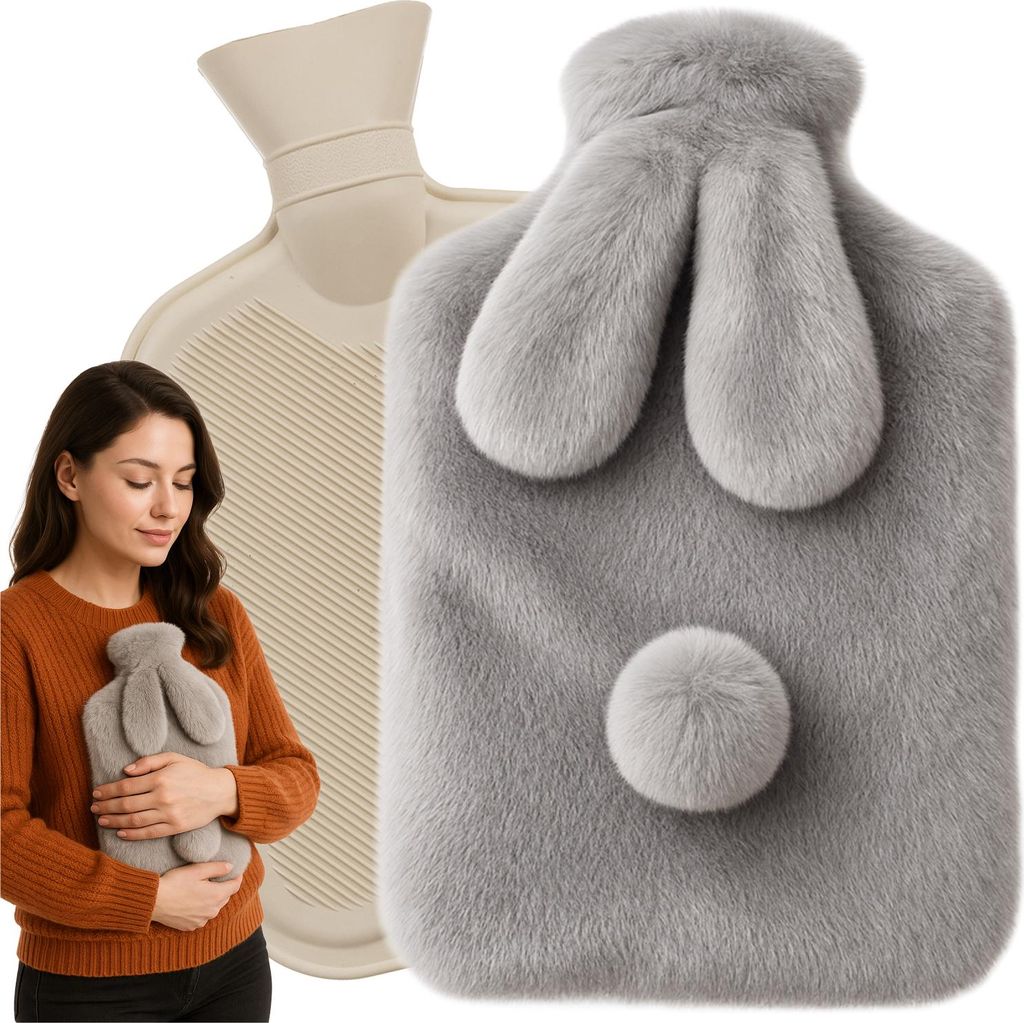 RUHHY Borsa dell'acqua calda con rivestimento in peluche – Immagine del prodotto 