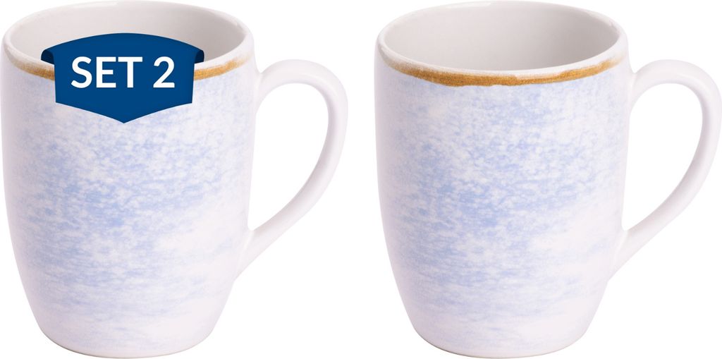 James Cooke Clouded Charm, Becher, 27 cl, 2 Stück, weiß/blau Steinzeug