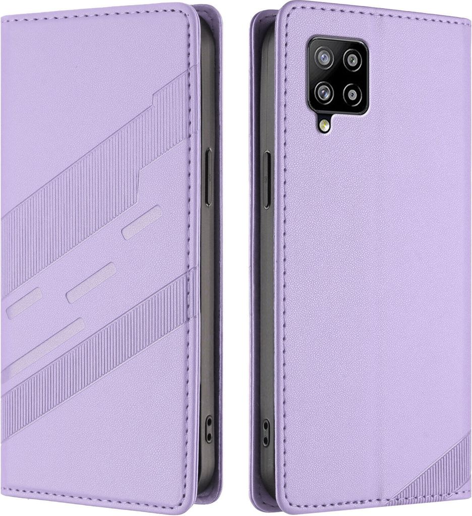 Hülle für Samsung Galaxy A42 5G, Kunstleder Brieftaschen Handyhülle mit Kartenfach und Standfunktion Violett