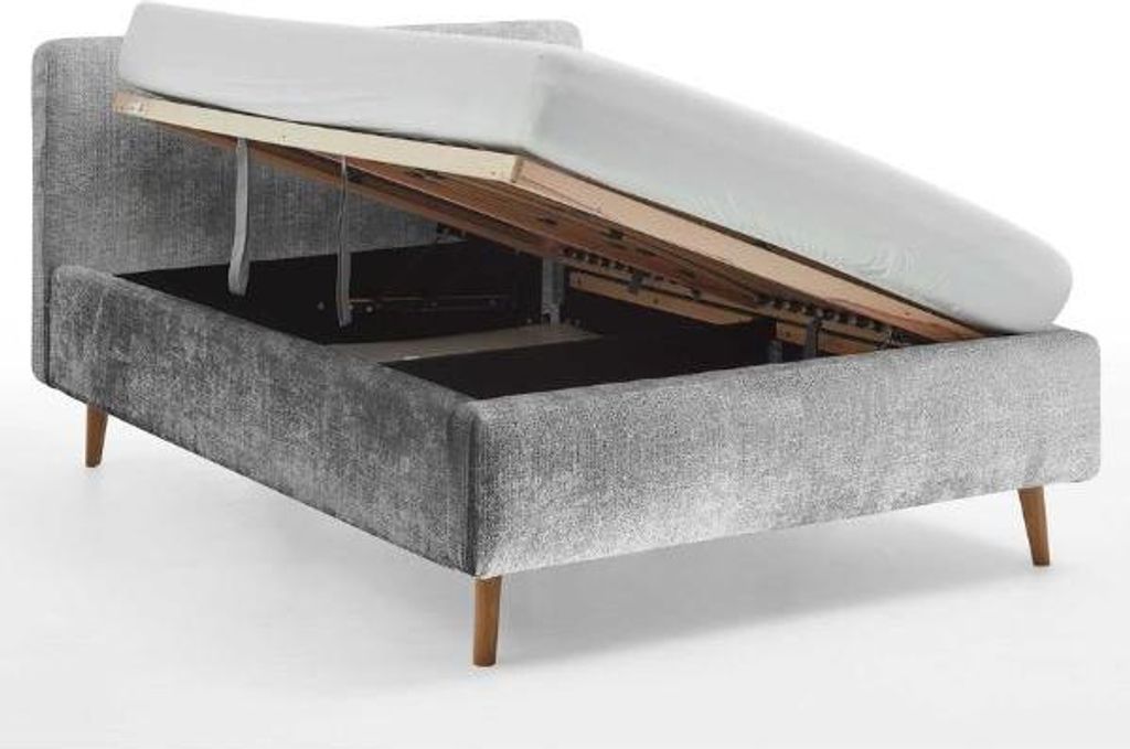 Bett Younes 140x200cm mit Stauraum - grau