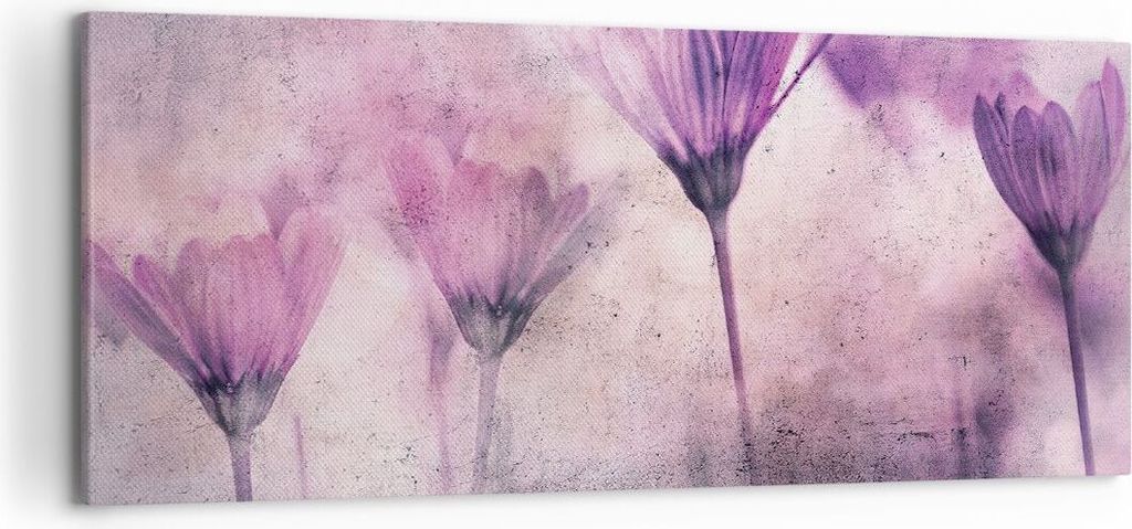 Bild auf Leinwand - Leinwandbild - Einteilig - Blumen Rosa Vintage - 120x50cm - Wand Bild - Wanddeko - Wandbilder - Leinwanddruck - Bilder - Wandde...