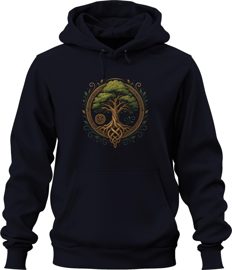 keltischer baum des lebens yggdrasil Wikinger Valhalla Nordisch Uni Hoodie Kapuzenpullover, Navy, S