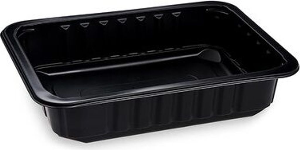 320x Siegelschalen Menüschalen ungeteilt 22,7 x 17,8 x 5 cm schwarz 1400ml