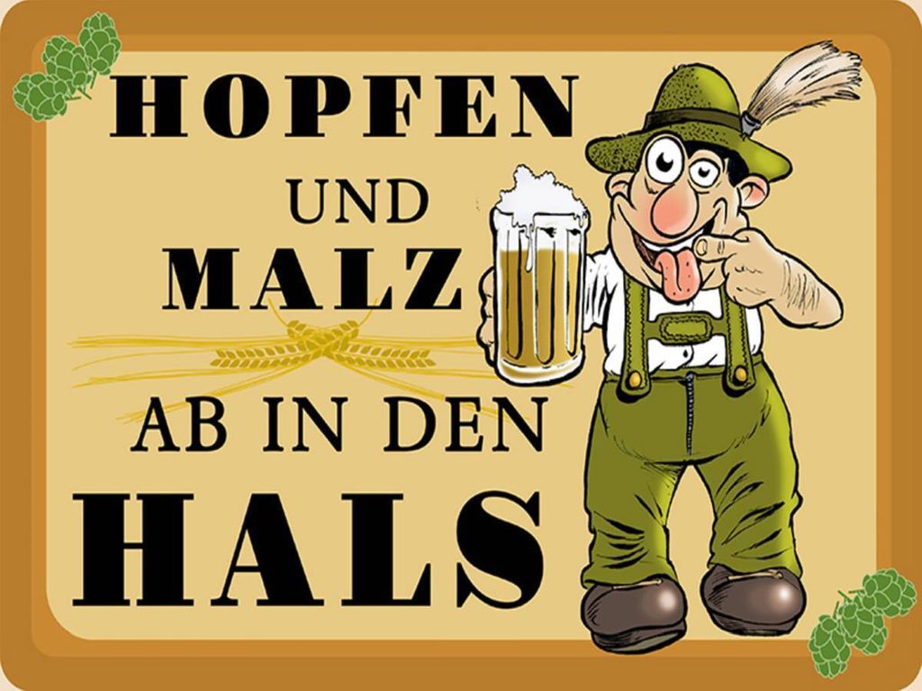 vianmo Holzschild 30x40 cm Hopfen und Malz ab in den Hals Produktbild 