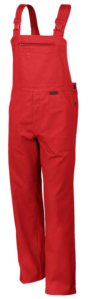 Qualitex Arbeitshose - classical Latzhose - pflegeleichter Blaumann aus reiner Baumwolle - in Farbe: feuerrot - Herren: 62 - Damen: 56