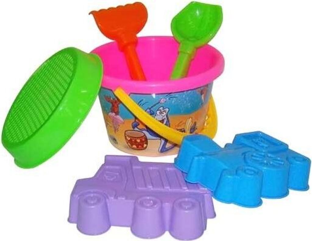 Polesie Sandspielzeug-Set 3543 Eimer, Sieb, Schaufel, Formen, Rechen, 6-teilig bunt