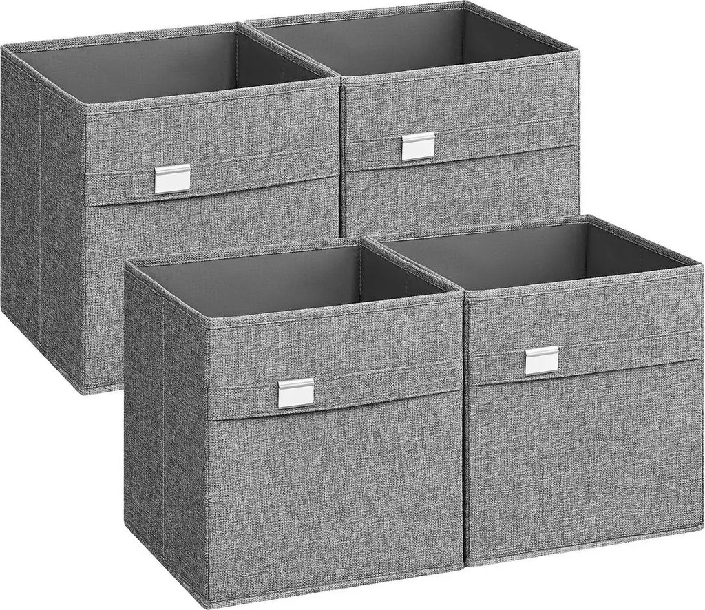 Cube de rangement pliable gris tourterelle 30 cm lot de 4 pour étagère