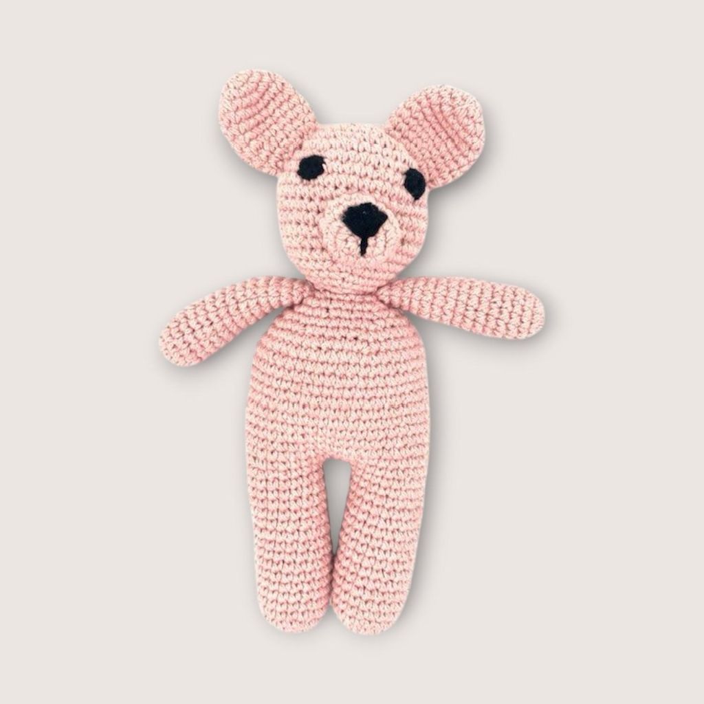 Luna-Leena Hündin in rosa aus Baumwolle – handgehäkelt in Nepal