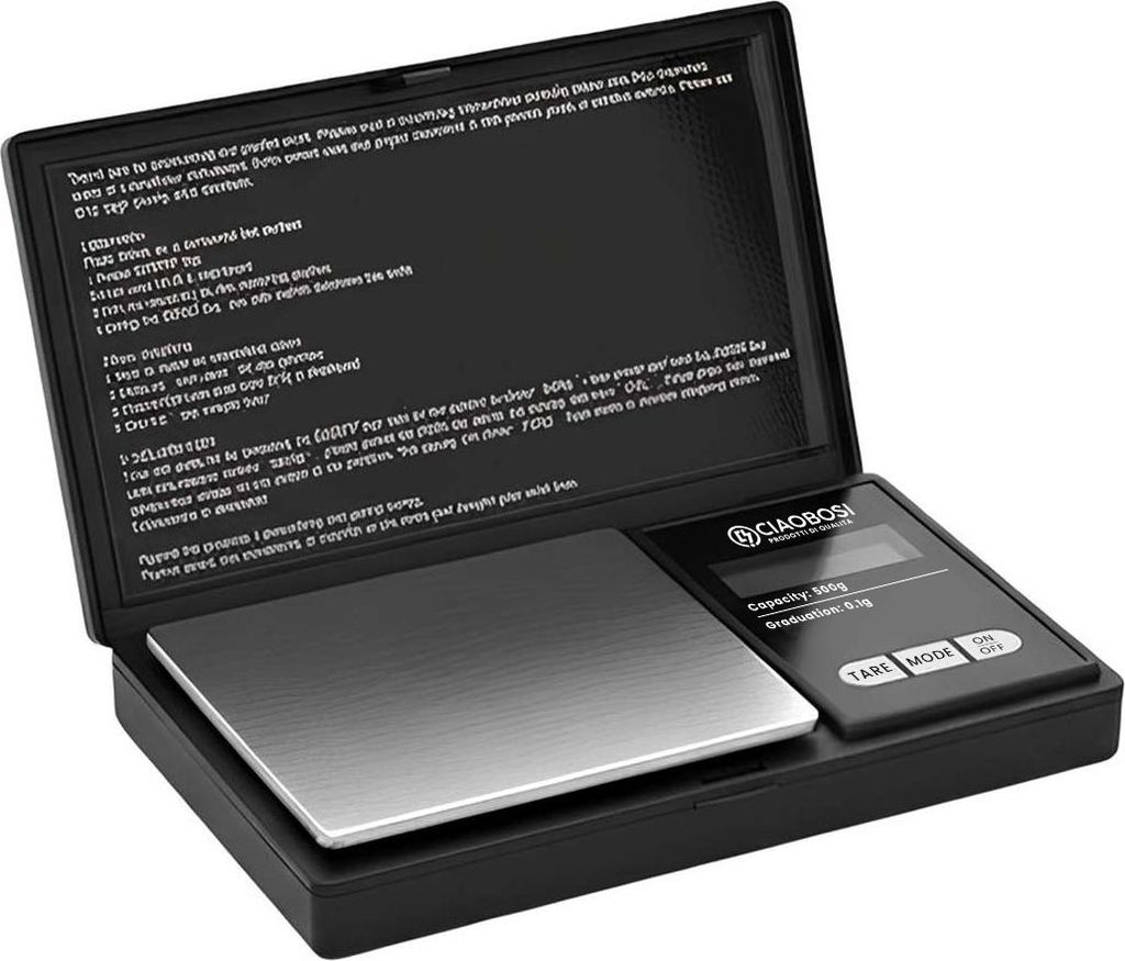 Avizar, Präzisionswaage 0,01–500 g für Schmuck & Labor mit Deckel, Schwarz