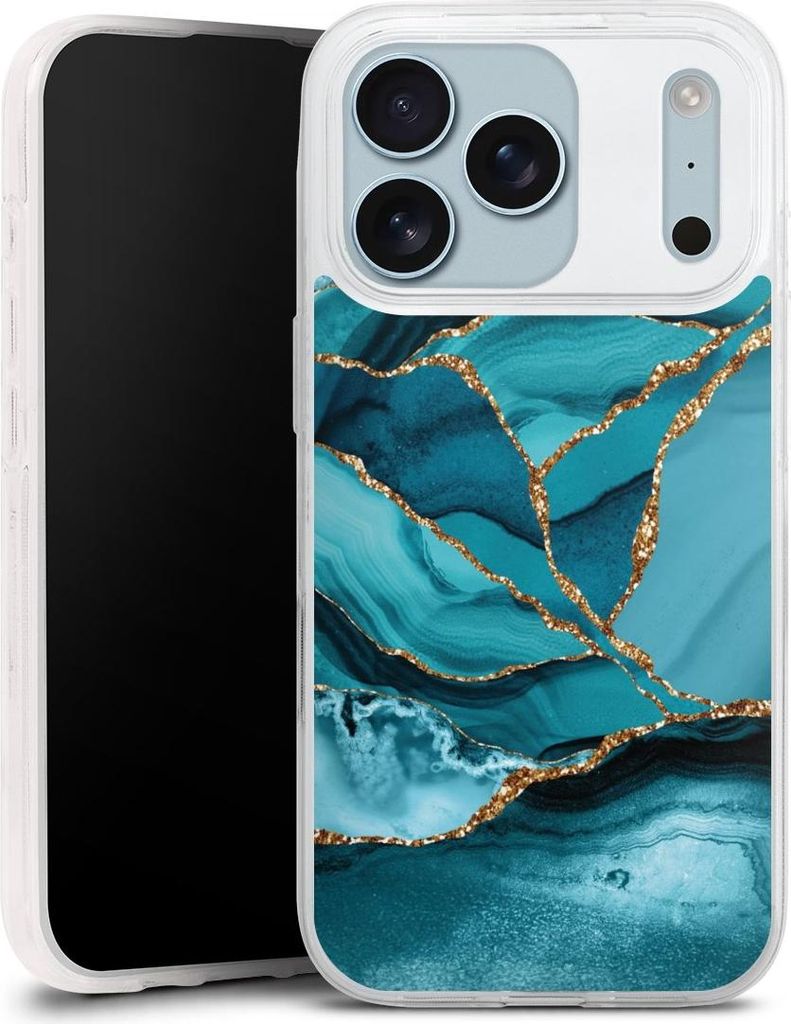 DeinDesign Slim Hülle für Apple iPhone 17 Pro Silikon Case Ultra Dünn Handyhülle Edelstein Glitzer Look Marmor